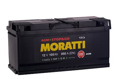 Автомобильный аккумулятор MORATTI AGM 105 а/ч (0) L6 (арт.605137033)